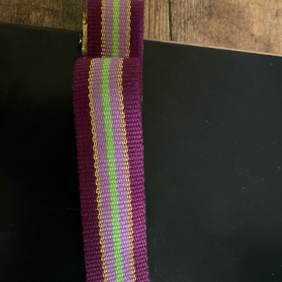 Vintage COOGI L Retro Purple Gold Metallic Cotton Adjustable Striped Belt 31”L - Picture 12 of 12